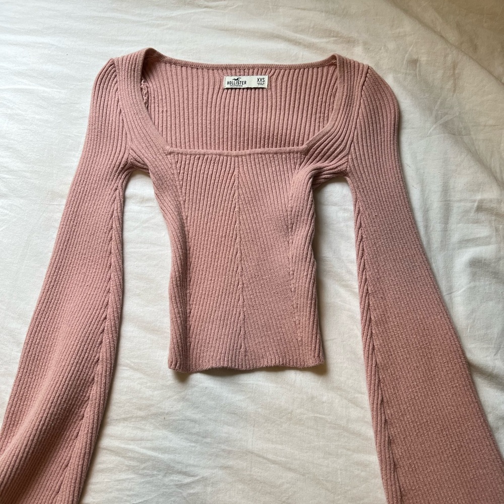 Pink Hollister Flared Crop